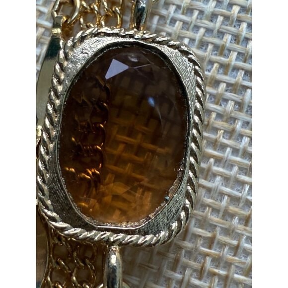 Vintage Sarah Coventry Gold-Tone Multi-Strand Necklace W/ Brown Glass Stones 30" - Picture 5 of 11